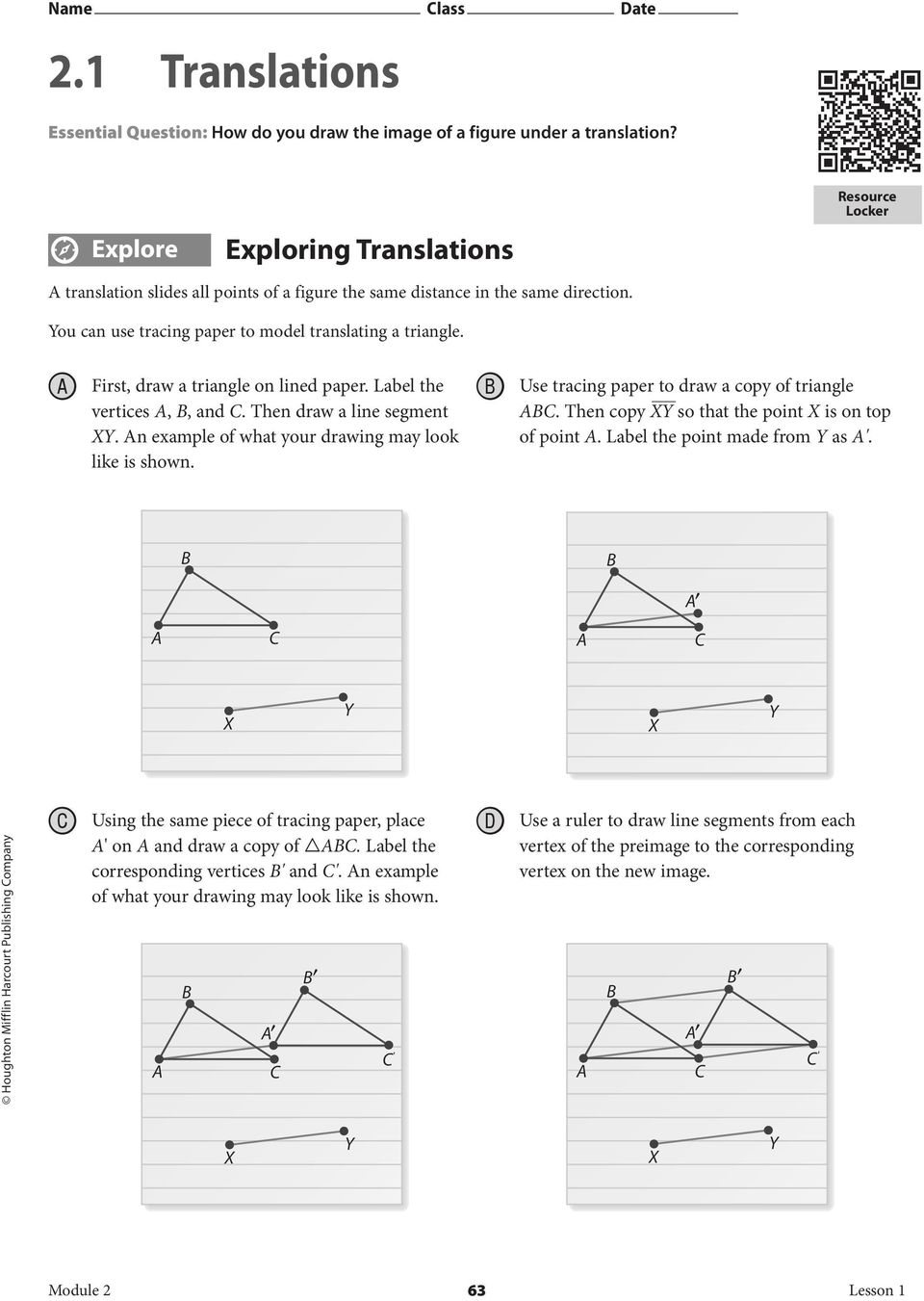 2.1 Translations Homework Answer Key