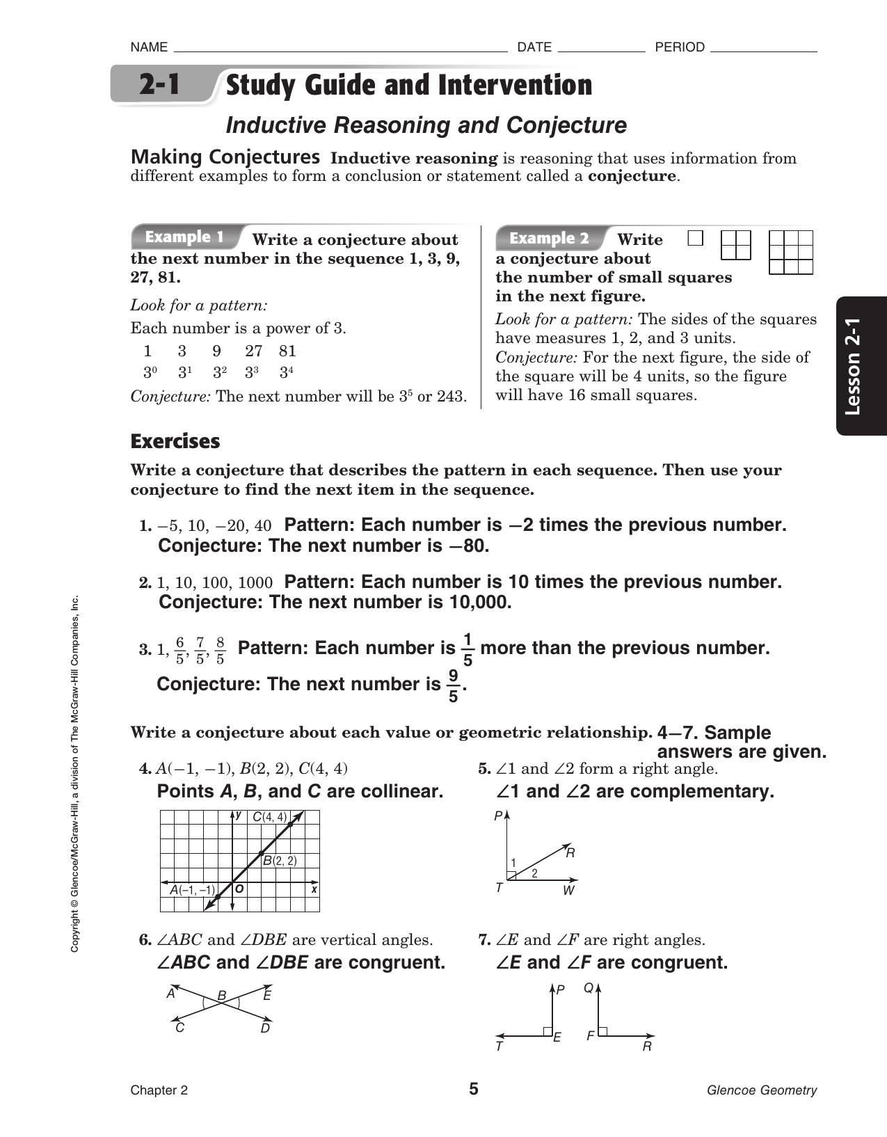 3 1 Study Guide And Intervention Geometry Answers