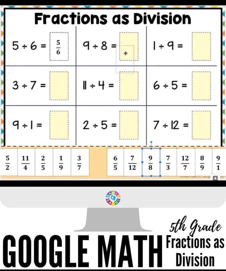 5th Grade Interpret Fractions as Division {5.NF.3} Google Classroom ...