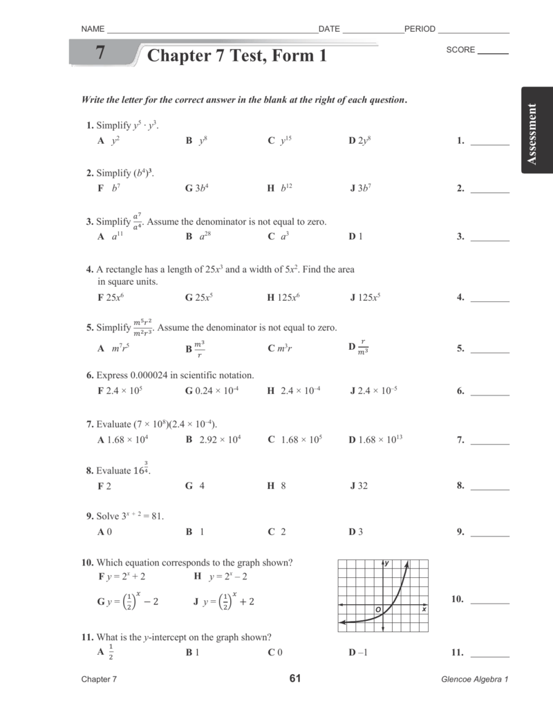 Bestseller: Glencoe Algebra 1 Chapter 6 Test Form 2c Answer Key