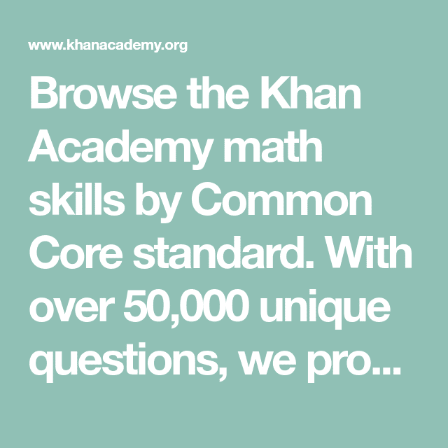 Browse the Khan Academy math skills by Common Core standard. With over ...