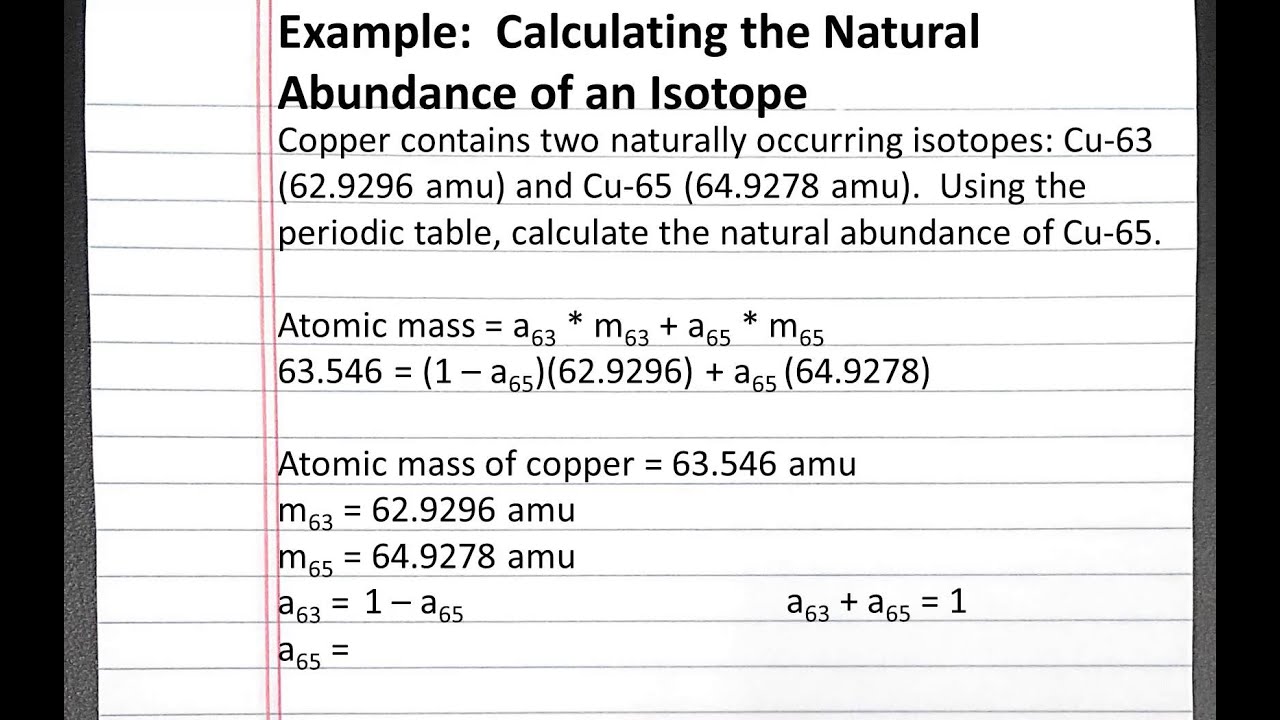 CHEMISTRY 101: Natural abudance of an isotope