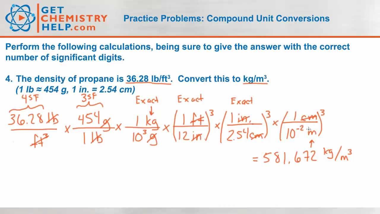 Chemistry Practice Problems: Compound Unit Conversions ...