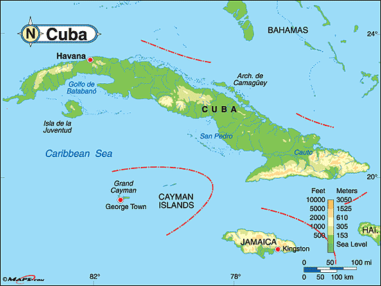 Cuba Physical Map by Maps.com from Maps.com
