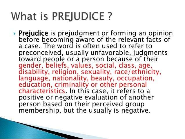 Definition Of Prejudice In Psychology