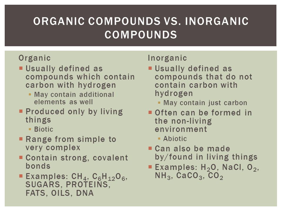 Difference Between Organic And Inorganic Compounds ...