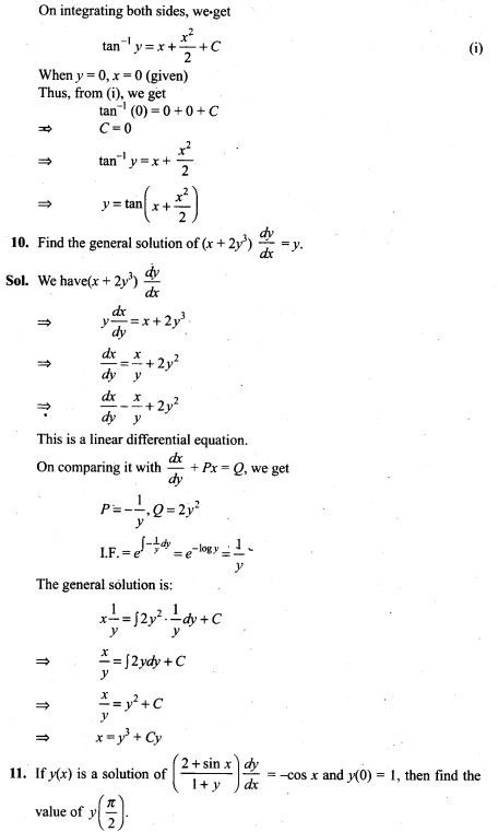 Differential Equations NCERT Exemplar Problems Solutions ...