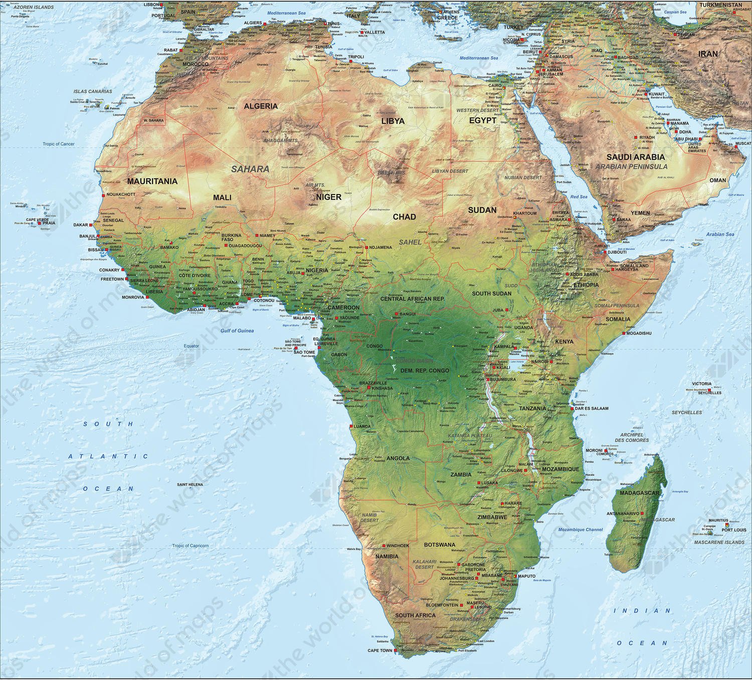Digital Physical Map Africa 1288