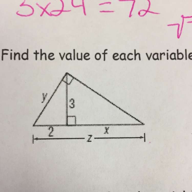 Find the value of each variable (geometry)