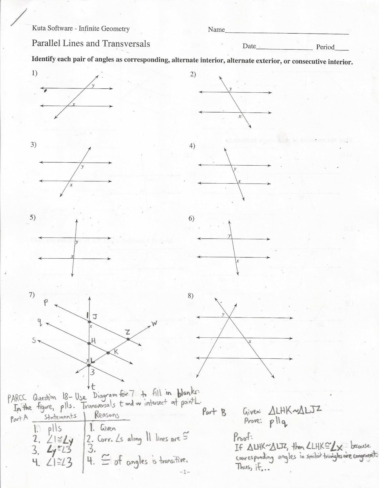 Geometry Angle Relationships Worksheet Answers  db