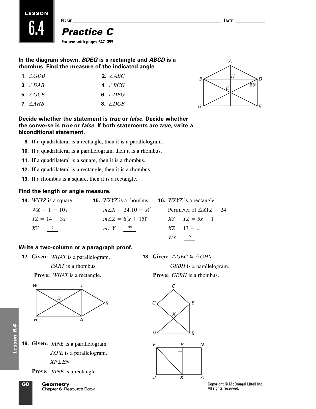 Geometry resource book answer key chapter 1 golfschule ...