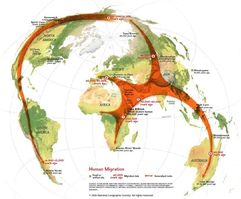 HUMAN MIGRATION map (National Geographic)