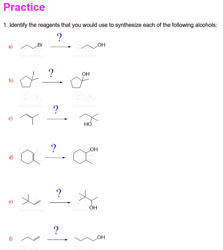 Identify the reagents that you would use to synthesize each of the ...