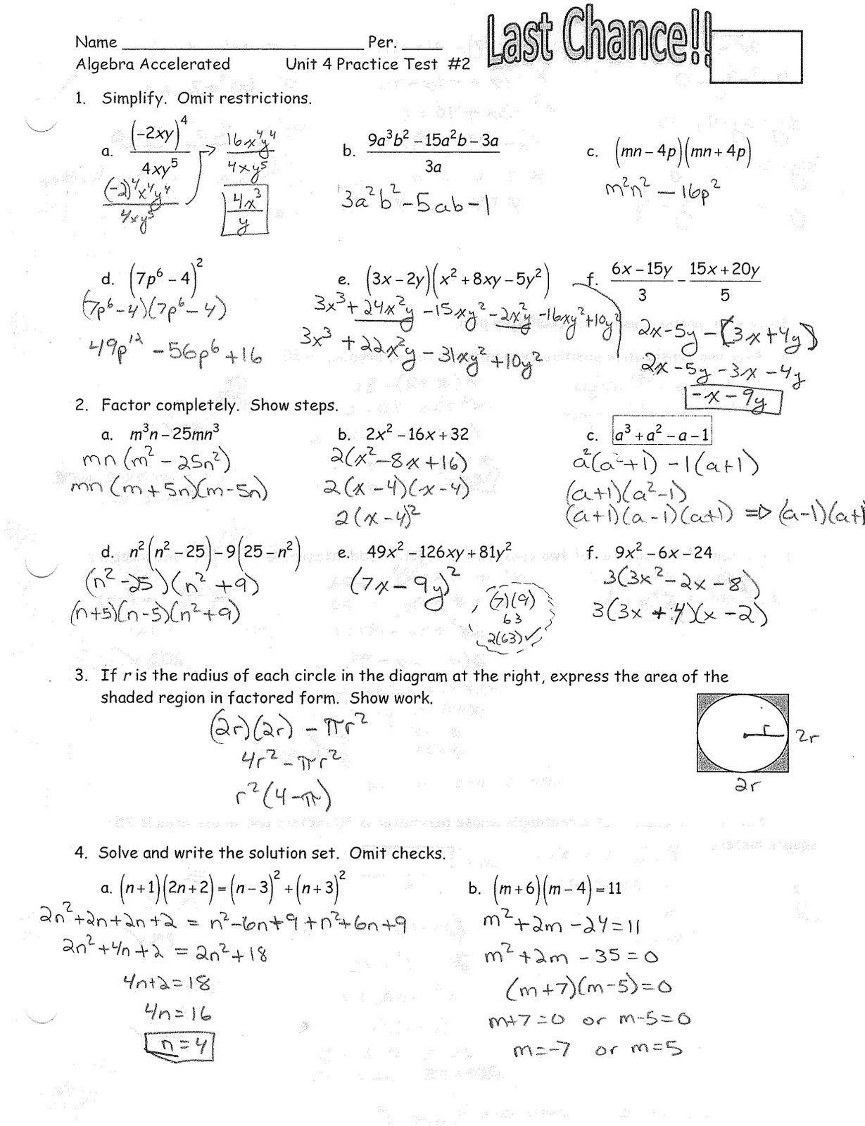 Iroquois Algebra Blog: Unit 4 Practice Test #2 Answer Key ...