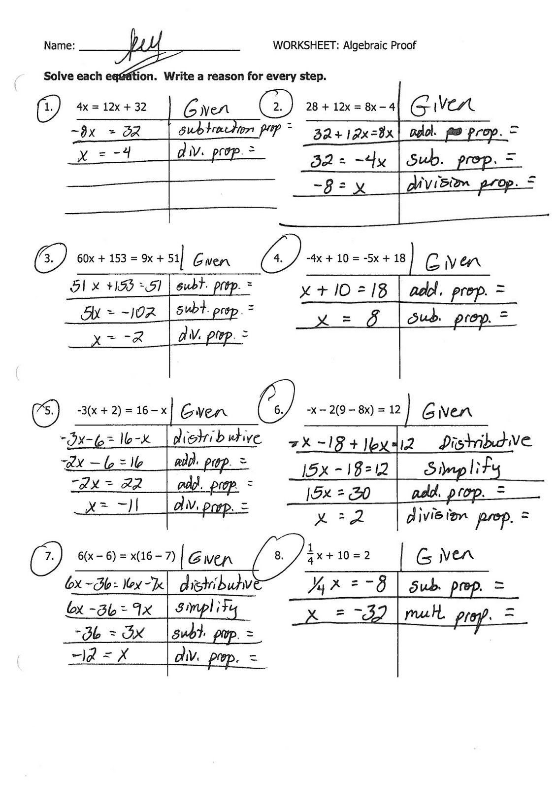 Ws 21 Algebraic Geometry Bridge Proof Practice Answer Key Inside Algebraic Proofs Worksheet With Answers