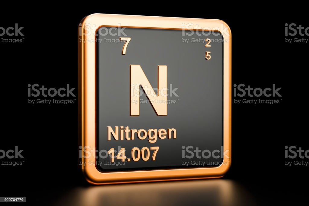 Nitrogen N Chemical Element 3d Rendering Isolated On Black ...