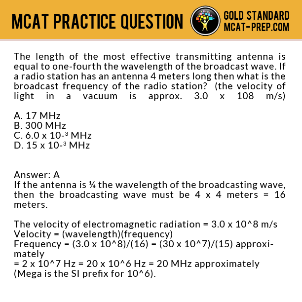 Physics MCAT practice question, velocity and frequency ...