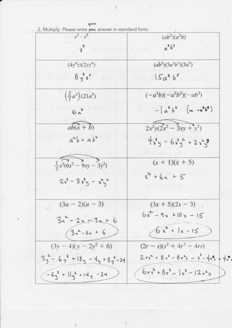 Math Nation Algebra 20 Answer Key - Tutordale.com For Multiplying Polynomials Worksheet 1 Answers