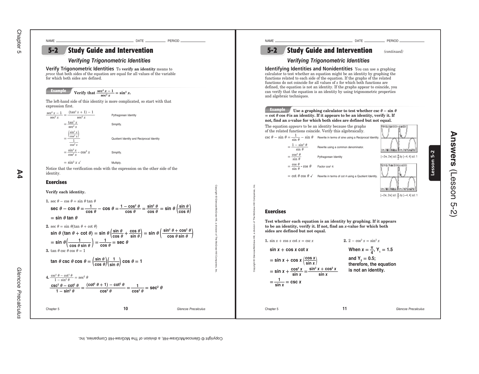 Precalculus Worksheets With Answers Pdf