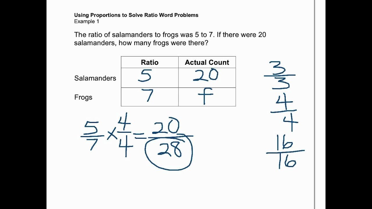 Proportions Solve Ratio Word Problems