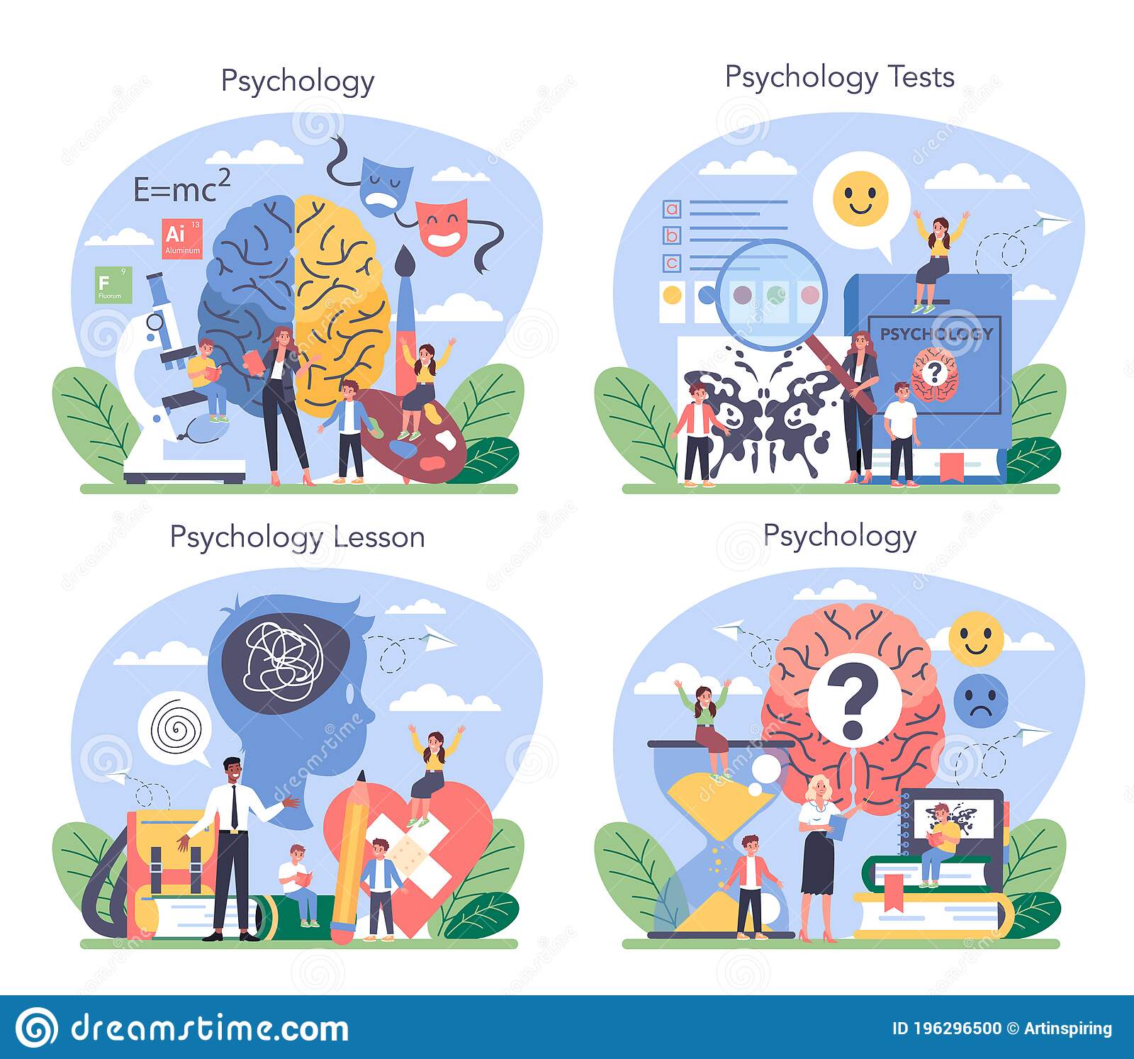 Psychology Concept Set. Mental And Emotional Health Studying. Stock ...