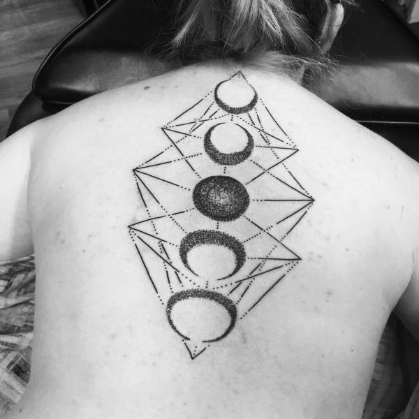 Sacred Geometry Moon Phases Tattoo Spine