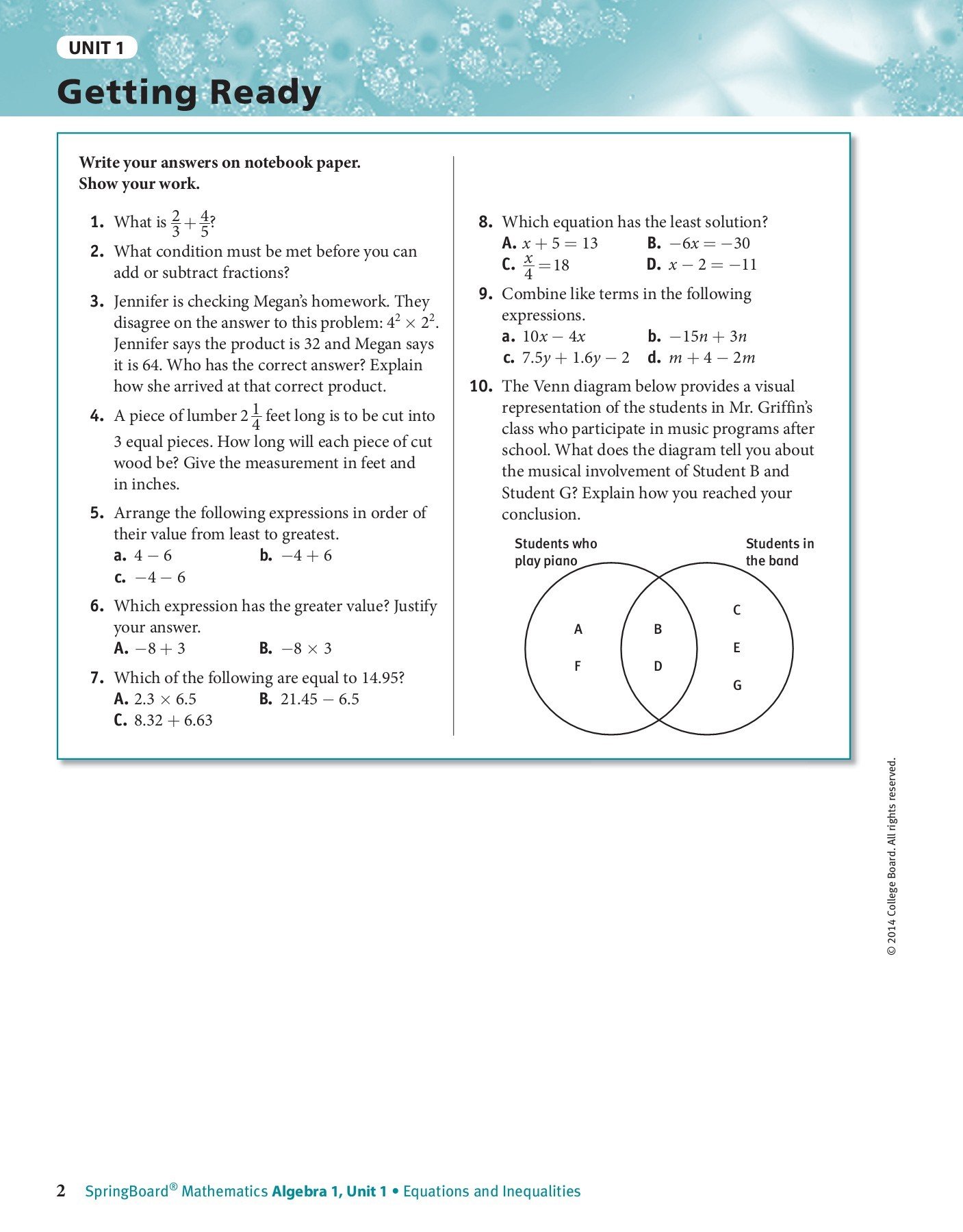 Springboard algebra 1 answer key pdf casaruraldavina.com