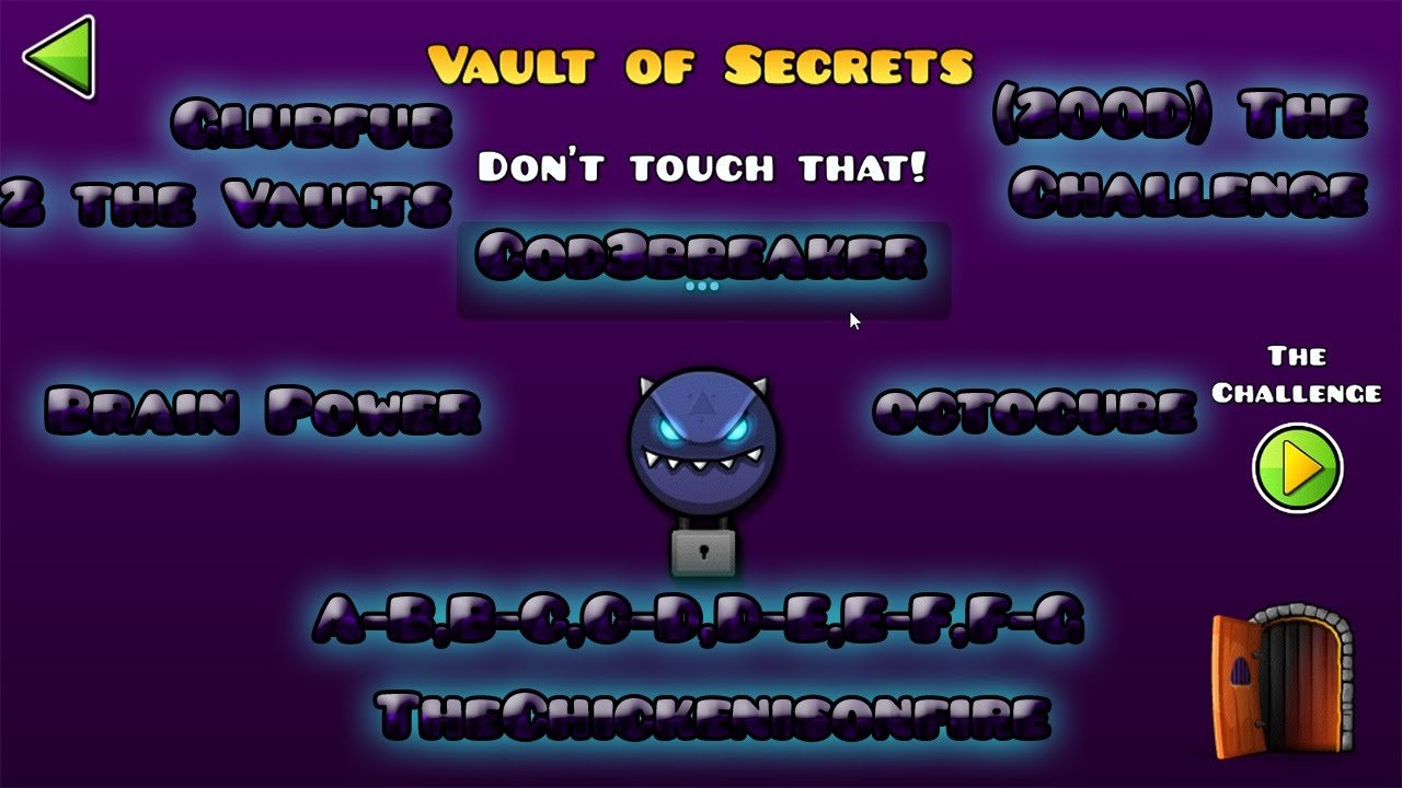 " The Vault Of Secrets"  All Codes Geometry Dash Full Vers 2 ...