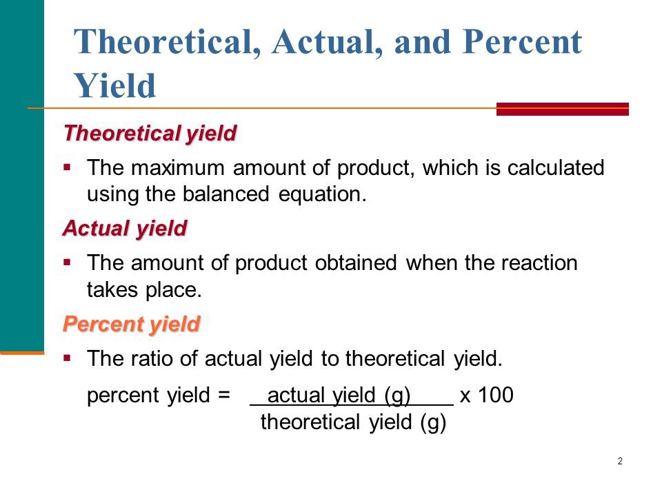 Theoretical And Percent Yield Worksheet